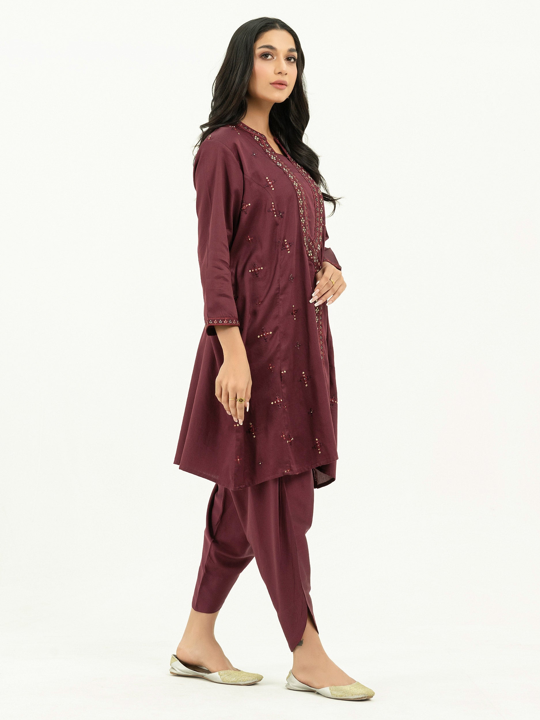 Limelight 3 Piece Satin Suit-Embroidered(Pret) | P8381su-08